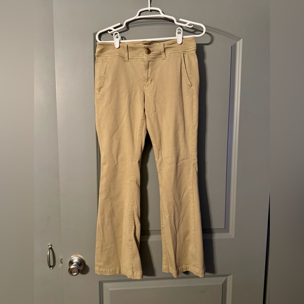 American Eagle Outfitters Beige Flare Pants